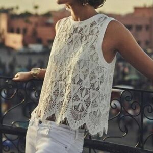 Anthropologie Deletta Lace Sleeveless Tank Top – Women’s XL – White – NWT